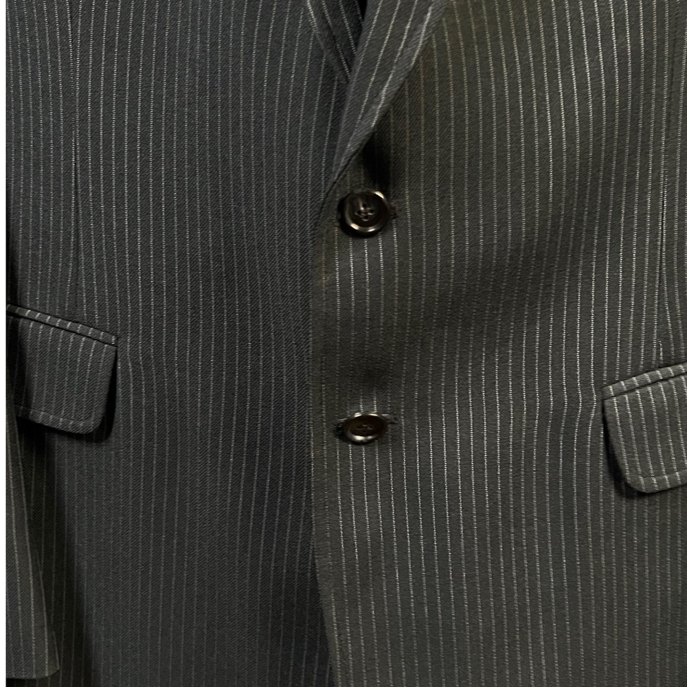 American Fashion Collection Men Suit Jacket Dark Grey Pinstripe‎ Two Button - Picture 3 of 10